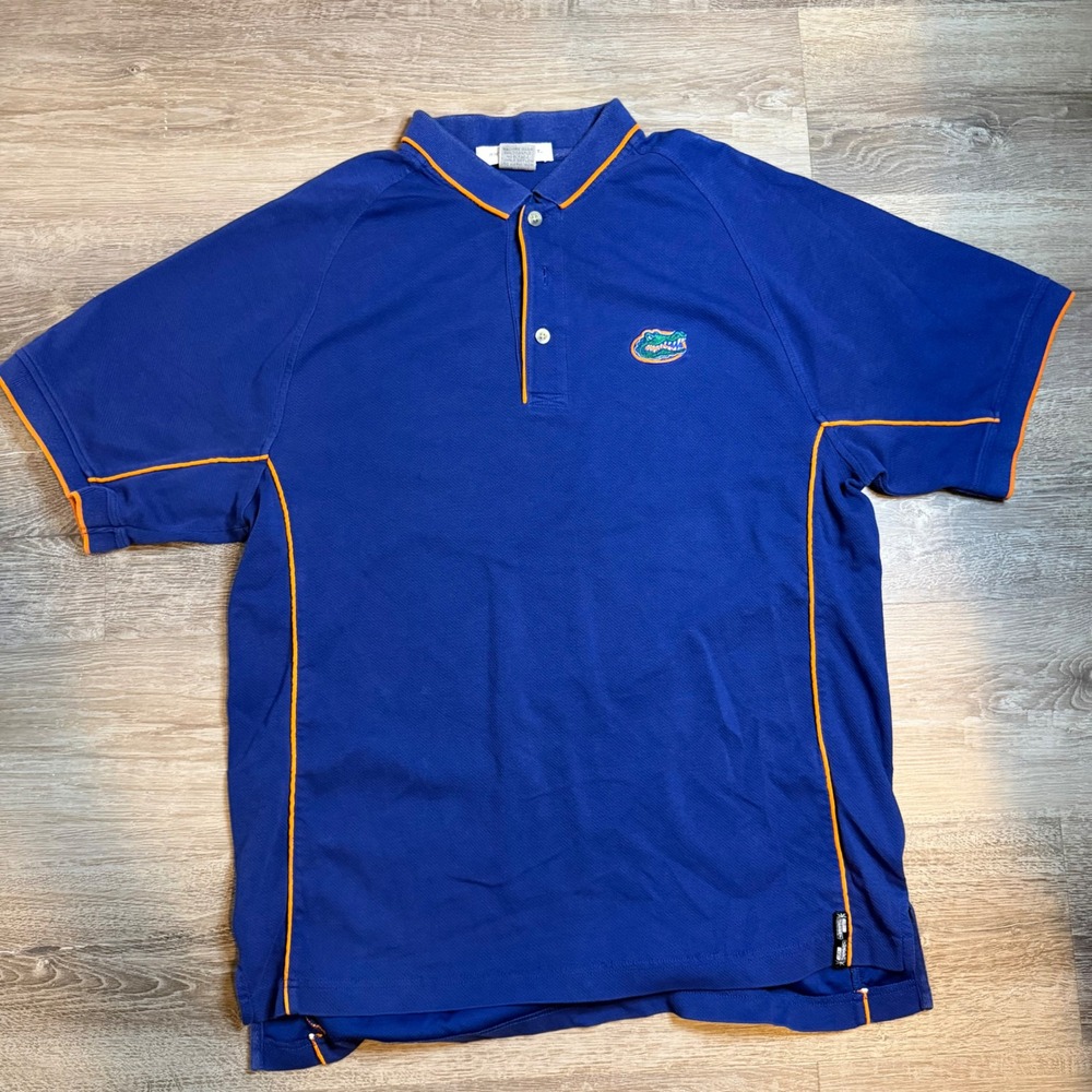 Antigua Sport Florida Gators Polo Shirt Mens Large Blue Orange Embroidered Logo